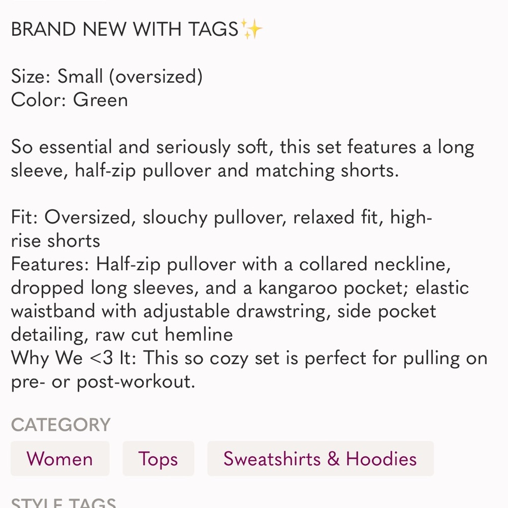 NWT FP Relay Sweat Set - Size Small - Picture 4 of 4